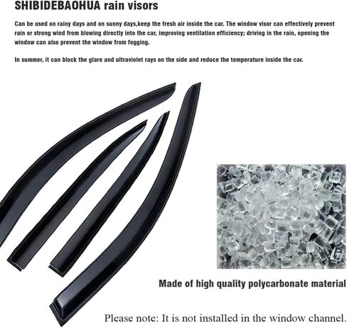 Side Window Visors Wind Deflectors Sun Rain Guards Compatible with 2017-2023 BMW 5-Series Sedan 530e 530i 540i M550i, Tape-On Black in Kuwait