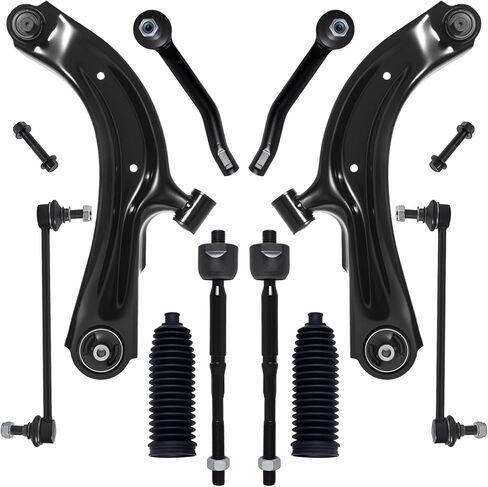 KEYOOG 10Pc Front Lower Control Arm Kit w/Ball Joint Fit For 2013-2019 Ni-ssan Sentra w/1.8L, 13-20 NV200, Outer Inner Tie Rod End, Sway Bar Link, Boots (OE# K622159 K622160 K750719 EV800951 ES800965) in Saudi Arabia