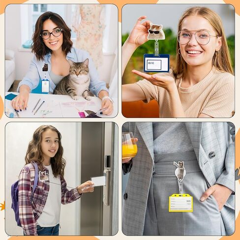 Funny Cat Meme Badge Reels - 8Pcs Cartoon Prank Cat Meme Patterns Badge Reel Retractable ID Holders with Alligator Clip Cute Nursing Name Tag Gift for Humorous Teacher Student Employee Doctors Decor in Kuwait