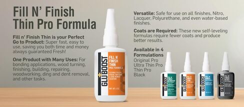 GluBoost MasterGlu Ultrathin – Ultra Clear Thin CA Glue for Wood and Guitar Finish Repair – Fast-Wicking Thin Super Glue with Fine Tip for Precision Control – 2 oz in Kuwait