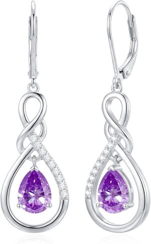 أقراط إنفينيتي المتدلية من الفضة الإسترليني عيار 925، أقراط جوهرة الميلاد، هدايا مجوهرات الذكرى السنوية لعيد الميلاد للنساء وزوجتها الأم in Kuwait