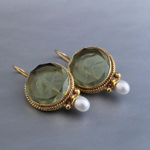 Green Earrings, Vintage Handmade Jewelry, Minimalist Jewelry in Saudi Arabia