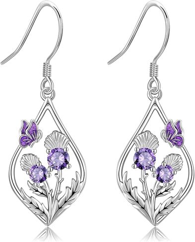 ONEFINITY Celtic Earrings 925 Sterling Silver Tree of Life/Scottish Thistle Dangle Drop Earrings Abalone Shell Scotland Jewelry Gifts for Women Mom Grandma in Saudi Arabia
