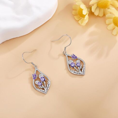 ONEFINITY Celtic Earrings 925 Sterling Silver Tree of Life/Scottish Thistle Dangle Drop Earrings Abalone Shell Scotland Jewelry Gifts for Women Mom Grandma in Saudi Arabia