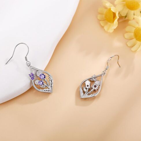 ONEFINITY Celtic Earrings 925 Sterling Silver Tree of Life/Scottish Thistle Dangle Drop Earrings Abalone Shell Scotland Jewelry Gifts for Women Mom Grandma in Saudi Arabia