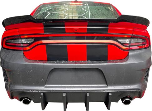 IKON MOTORSPORTS, Rear Bumper Compatible With 2015-2023 Dodge Charger, Widebody Style Rear Bumper & IKON Style Matte Black Diffuser in Saudi Arabia