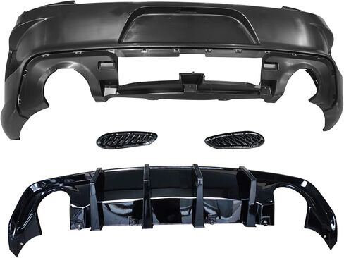 IKON MOTORSPORTS, Rear Bumper Compatible With 2015-2023 Dodge Charger, Widebody Style Rear Bumper & IKON Style Matte Black Diffuser in Saudi Arabia