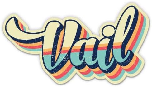 Squiddy Vail Colorado Retro Ski Style - Vinyl Sticker for Car, Laptop, Notebook (5" Wide) in Kuwait