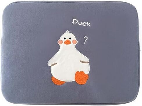 11-15.6 Inch Cute Puffy Laptop Sleeve Fairycore Duck Embroidery Carrying Laptop Bag Cover Kawaii Indie Tablet Liner Bag Cottagecore Office Accessories (15inch,Green) in Kuwait