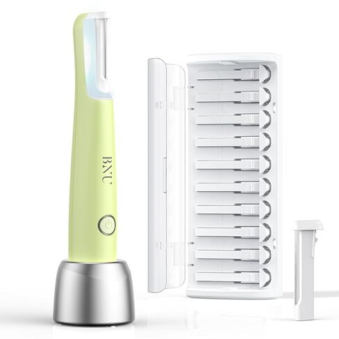 BNU Dermaplaning Tool for Face, Dermaplane Razor for Women Face LED Light Facial Exfoliation & Peach Fuzz Hair Removal, 3 Speeds Rechargeable Sonic Edge Technology 10 Refill Blades Green in Kuwait