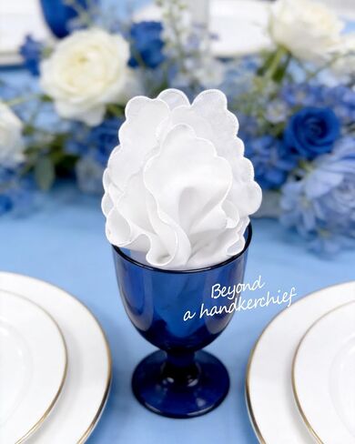 Selected Hanky Elegant Cotton Handkerchiefs for Women & Ladies, 12 Pack White Hankies with Scalloped Edge, 11x11 Inch Soft Reusable Daily Essential in Kuwait