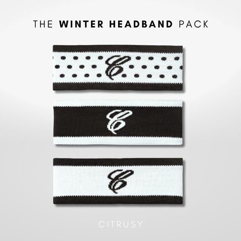 Women’s Winter Headbands | Cute Black & White Fuzzy Snow Ear Muff | Fashion Apres Ski Fleece Wide Headband Ear Warmer for Women | Warm Cozy Inside Fur for Cold Weather | Polka Dot Headband | 3 Pack in Kuwait