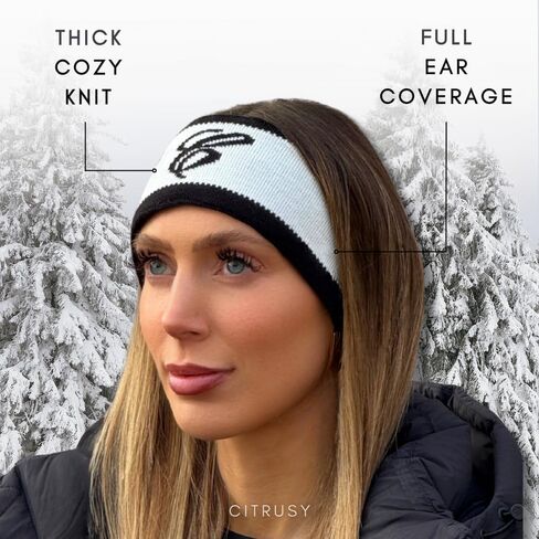 Women’s Winter Headbands | Cute Black & White Fuzzy Snow Ear Muff | Fashion Apres Ski Fleece Wide Headband Ear Warmer for Women | Warm Cozy Inside Fur for Cold Weather | Polka Dot Headband | 3 Pack in Kuwait