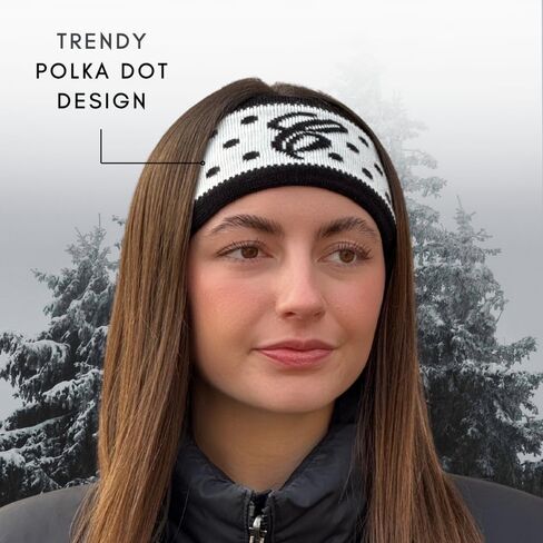Women’s Winter Headbands | Cute Black & White Fuzzy Snow Ear Muff | Fashion Apres Ski Fleece Wide Headband Ear Warmer for Women | Warm Cozy Inside Fur for Cold Weather | Polka Dot Headband | 3 Pack in Kuwait