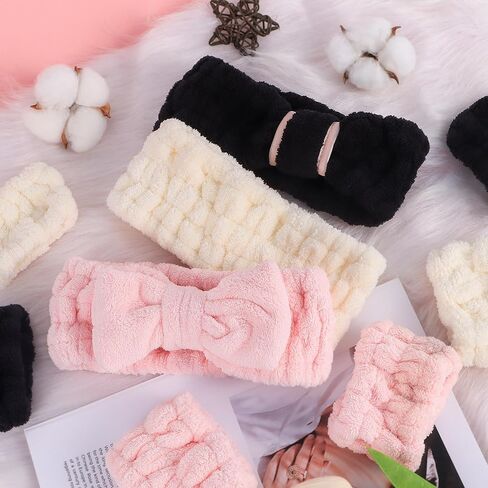 9 Pcs Spa Headband for Washing Face,Skincare Headband and Wristband Set,Women Teen Girls Facial Hairbands for Washing Face, Makeup, Sports, Yoga (pink+apricot+black) in Saudi Arabia