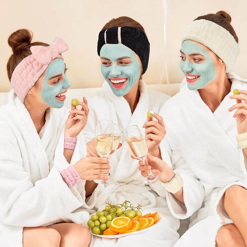 9 Pcs Spa Headband for Washing Face,Skincare Headband and Wristband Set,Women Teen Girls Facial Hairbands for Washing Face, Makeup, Sports, Yoga (pink+apricot+black) in Saudi Arabia