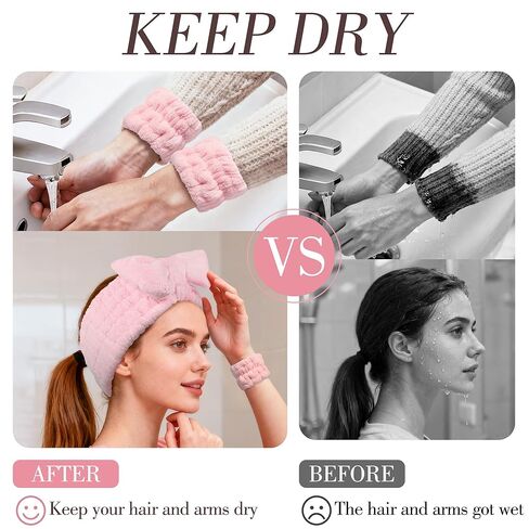 9 Pcs Spa Headband for Washing Face,Skincare Headband and Wristband Set,Women Teen Girls Facial Hairbands for Washing Face, Makeup, Sports, Yoga (pink+apricot+black) in Saudi Arabia