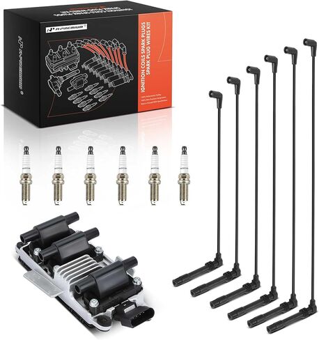 A-Premium 1 Ignition Coils with 6 Wire and 6 Iridium Spark Plugs Compatible with Volkswagen Passat 1998-2005 & Audi A4/A6 1999-2001, A4 Quattro/A6 Quattro 1998-2001, 2.8L in Saudi Arabia