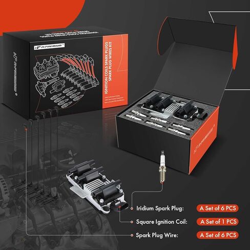 A-Premium 1 Ignition Coils with 6 Wire and 6 Iridium Spark Plugs Compatible with Volkswagen Passat 1998-2005 & Audi A4/A6 1999-2001, A4 Quattro/A6 Quattro 1998-2001, 2.8L in Saudi Arabia
