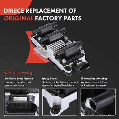 A-Premium 1 Ignition Coils with 6 Wire and 6 Iridium Spark Plugs Compatible with Volkswagen Passat 1998-2005 & Audi A4/A6 1999-2001, A4 Quattro/A6 Quattro 1998-2001, 2.8L in Saudi Arabia