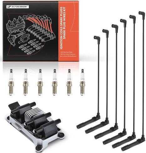 A-Premium 1 Ignition Coils with 6 Wire and 6 Iridium Spark Plugs Compatible with Volkswagen Passat 1998-2005 & Audi A4/A6 1999-2001, A4 Quattro/A6 Quattro 1998-2001, 2.8L in Saudi Arabia