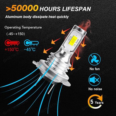 Compatible with Ram ProMaster 1500 2500 3500 (2014-2022) Hi/Lo Beam ; 300% Brightness 10000LM 6000k white light,H7 fog lamp Bulbs,Interior lights Bulbs(Pack of 4) in Kuwait