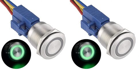 APIELE 22mm Latching Push Button Switch 12V Angel Eye Ring Light LED Waterproof Stainless Steel Round Metal Self-Locking 7/8'' 1NO 1NC 1 Pack (Blue) in Saudi Arabia
