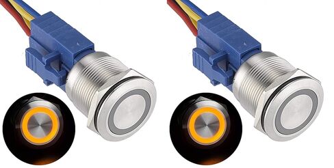 APIELE 22mm Latching Push Button Switch 12V Angel Eye Ring Light LED Waterproof Stainless Steel Round Metal Self-Locking 7/8'' 1NO 1NC 1 Pack (Blue) in Saudi Arabia