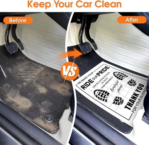 100 قطعة من سجادات الأرضية الورقية للسيارات، سجادات أرضية السيارات للاستعمال مرة واحدة، واقيات وسادة القدم الورقية المقاومة للماء مع تصميم شكرًا لك على تفاصيل السيارة ووكلاء السيارات (20 بوصة × 16 بوصة) in Kuwait