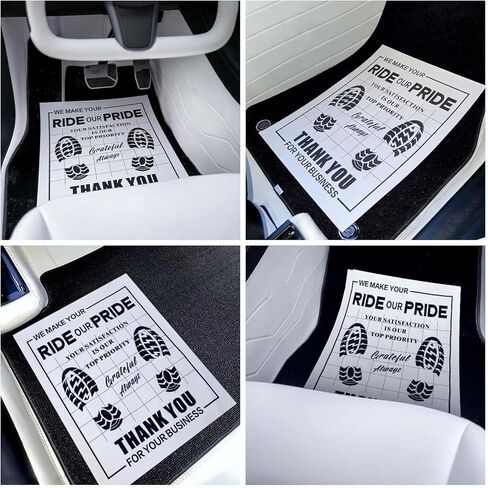 100 قطعة من سجادات الأرضية الورقية للسيارات، سجادات أرضية السيارات للاستعمال مرة واحدة، واقيات وسادة القدم الورقية المقاومة للماء مع تصميم شكرًا لك على تفاصيل السيارة ووكلاء السيارات (20 بوصة × 16 بوصة) in Kuwait