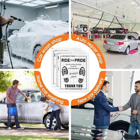 100 قطعة من سجادات الأرضية الورقية للسيارات، سجادات أرضية السيارات للاستعمال مرة واحدة، واقيات وسادة القدم الورقية المقاومة للماء مع تصميم شكرًا لك على تفاصيل السيارة ووكلاء السيارات (20 بوصة × 16 بوصة) in Kuwait