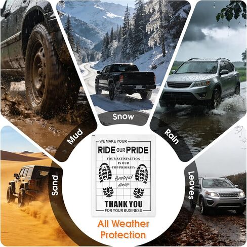 100 قطعة من سجادات الأرضية الورقية للسيارات، سجادات أرضية السيارات للاستعمال مرة واحدة، واقيات وسادة القدم الورقية المقاومة للماء مع تصميم شكرًا لك على تفاصيل السيارة ووكلاء السيارات (20 بوصة × 16 بوصة) in Kuwait