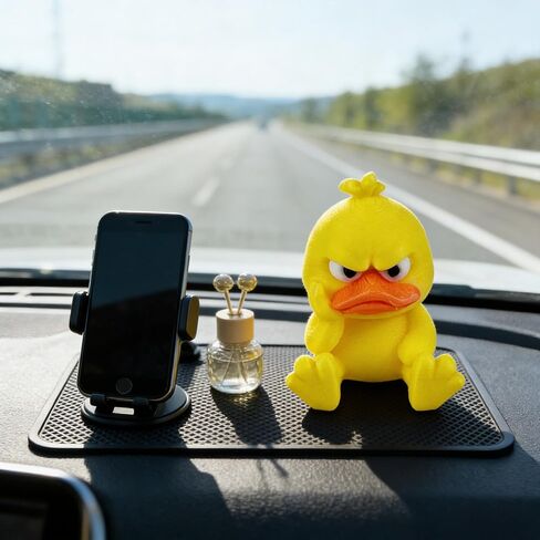 3D Printed Grumpy Furry Sitting Yellow Duck Figurine - Mini Desktop Ornament & Kids Toy for Home Decor 4.5g in Saudi Arabia