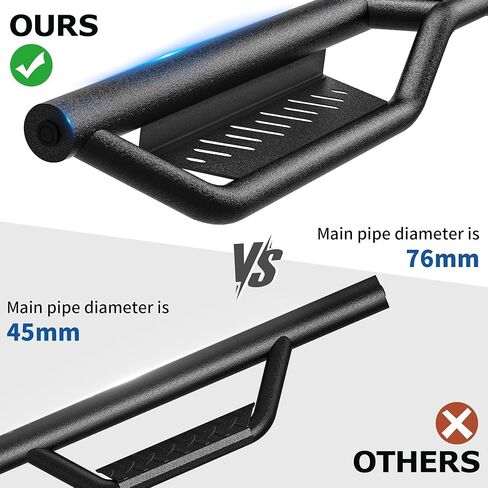 OEDRO Running Boards Compatible with 2019-2026 Chevy Silverado GMC Sierra 1500 Crew Cab, 2020-2026 2500HD 3500HD, Two Stairs Side Steps, Bolt-on Nerf Bars Step Rail, Black in Saudi Arabia