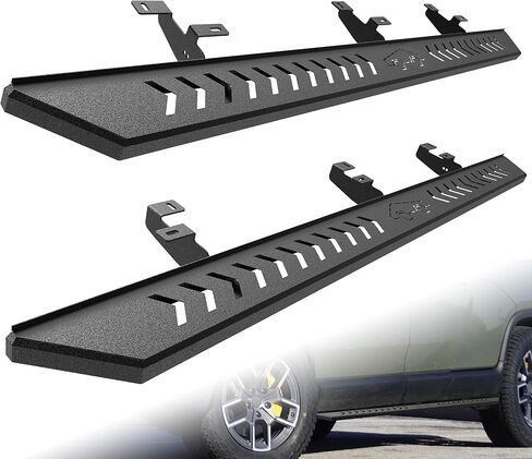 Running Boards Compatible with Rivian R1T 2022 2023 2024, 5.8 Inches Wide Extended Side Bars Modified Slip Proof Heavy Duty Carbon Steel Side Steps Nerf Bars Car Accessories, Black in Kuwait