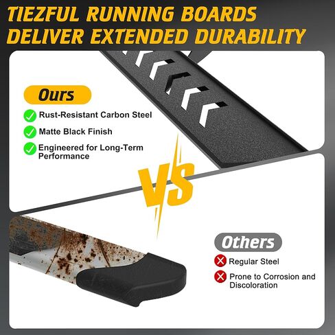 Running Boards Compatible with Rivian R1T 2022 2023 2024, 5.8 Inches Wide Extended Side Bars Modified Slip Proof Heavy Duty Carbon Steel Side Steps Nerf Bars Car Accessories, Black in Kuwait