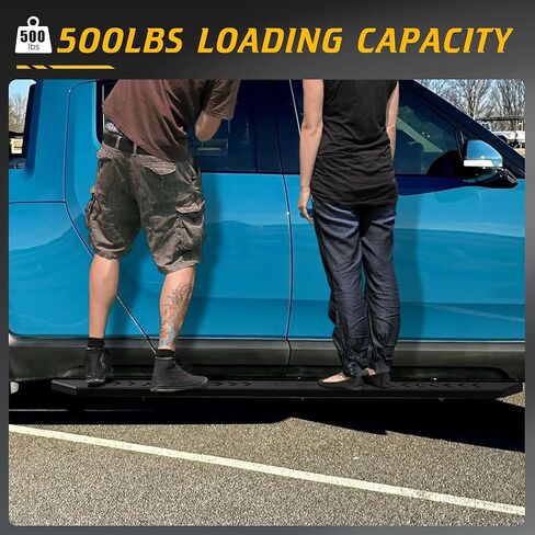 Running Boards Compatible with Rivian R1T 2022 2023 2024, 5.8 Inches Wide Extended Side Bars Modified Slip Proof Heavy Duty Carbon Steel Side Steps Nerf Bars Car Accessories, Black in Kuwait