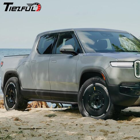 Running Boards Compatible with Rivian R1T 2022 2023 2024, 5.8 Inches Wide Extended Side Bars Modified Slip Proof Heavy Duty Carbon Steel Side Steps Nerf Bars Car Accessories, Black in Kuwait