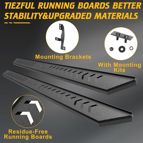 Running Boards Compatible with Rivian R1T 2022 2023 2024, 5.8 Inches Wide Extended Side Bars Modified Slip Proof Heavy Duty Carbon Steel Side Steps Nerf Bars Car Accessories, Black in Kuwait