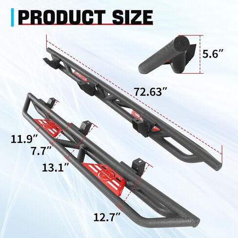 Running Boards Compatible with 2020 2021 2022 2023 2024 Gladiator JT 4 Door, Two Stairs Gladiator JT Side Steps Pickup Truck Steel Nerf Bars Step Plates Rock Sliders Rail, Texture Black in Kuwait