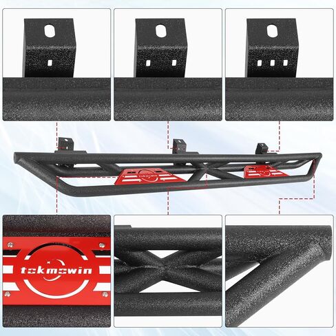 Running Boards Compatible with 2020 2021 2022 2023 2024 Gladiator JT 4 Door, Two Stairs Gladiator JT Side Steps Pickup Truck Steel Nerf Bars Step Plates Rock Sliders Rail, Texture Black in Kuwait