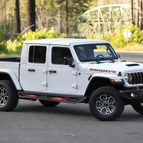 Running Boards Compatible with 2020 2021 2022 2023 2024 Gladiator JT 4 Door, Two Stairs Gladiator JT Side Steps Pickup Truck Steel Nerf Bars Step Plates Rock Sliders Rail, Texture Black in Kuwait