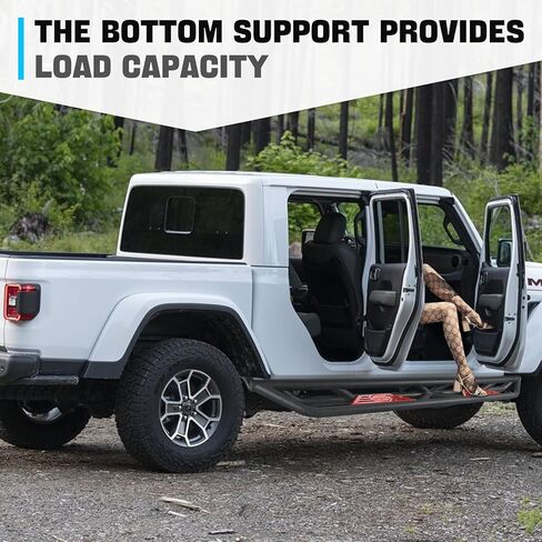 Running Boards Compatible with 2020 2021 2022 2023 2024 Gladiator JT 4 Door, Two Stairs Gladiator JT Side Steps Pickup Truck Steel Nerf Bars Step Plates Rock Sliders Rail, Texture Black in Kuwait