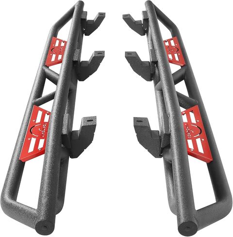 Running Boards Compatible with 2020 2021 2022 2023 2024 Gladiator JT 4 Door, Two Stairs Gladiator JT Side Steps Pickup Truck Steel Nerf Bars Step Plates Rock Sliders Rail, Texture Black in Kuwait