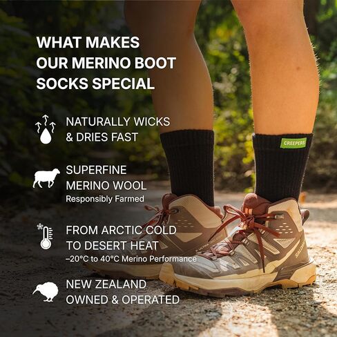 Creepers Merino Wool Boot Socks – Midweight Cushioned Toe Socks for Hiking & Outdoor Use in Kuwait