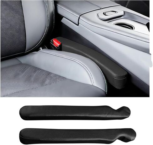 2PCS Car Seat Gap Filler, Leather Vehicle Seat Crevice Blocker Stopper to Prevent Things from Dropping, No-Drop Automotive Interior Console Catcher Plug, Universal for Vehicles (Beige) in Saudi Arabia