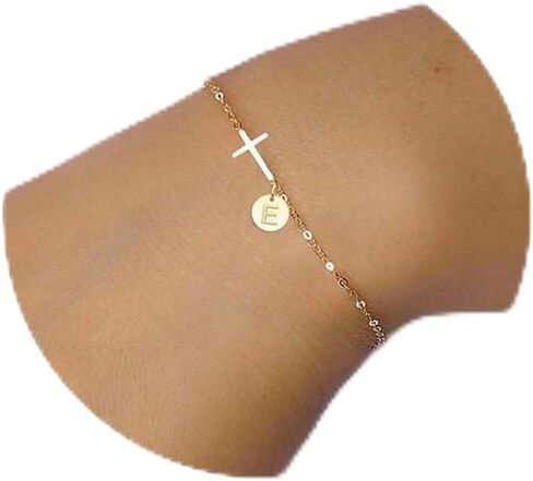 Qiansail هدايا عيد الحب لها - سوار متقاطع للنساء أساور متقاطعة ذهبية مع سلسلة ربط بالأحرف الأولى هدايا مسيحية دينية مجوهرات إيمانية حشوات سوتكينج in Kuwait