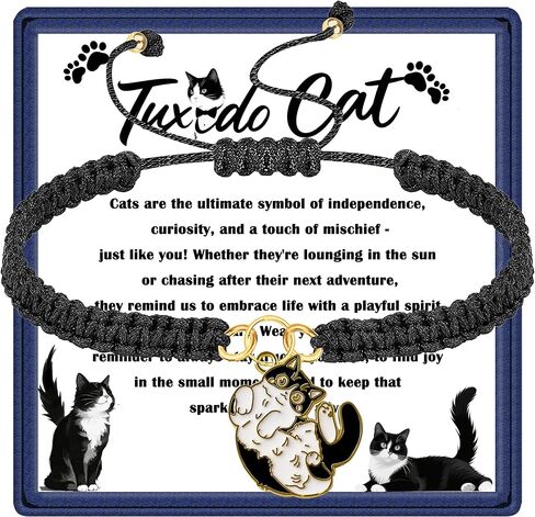 لطيف سهرة القط سوار للنساء الرجال، أبيض وأسود سهرة القط هدايا لمحبي القطط، سهرة القط مجوهرات هدية لعيد الميلاد عيد الميلاد in Kuwait