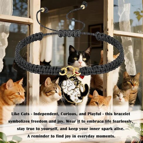 لطيف سهرة القط سوار للنساء الرجال، أبيض وأسود سهرة القط هدايا لمحبي القطط، سهرة القط مجوهرات هدية لعيد الميلاد عيد الميلاد in Kuwait