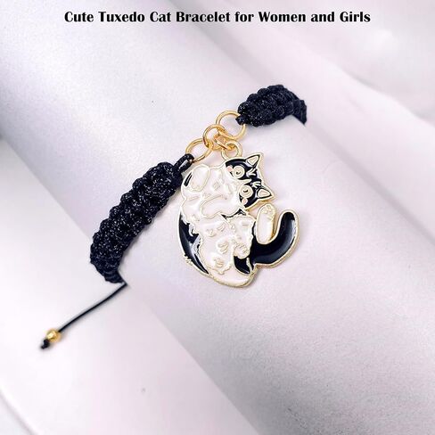 لطيف سهرة القط سوار للنساء الرجال، أبيض وأسود سهرة القط هدايا لمحبي القطط، سهرة القط مجوهرات هدية لعيد الميلاد عيد الميلاد in Kuwait